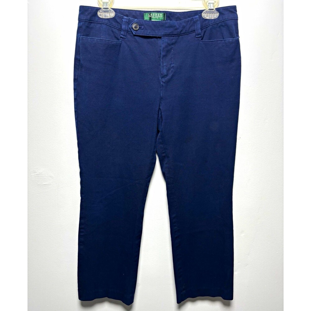 Lauren Ralph Lauren Women’s Blue Solid Cotton Chicos Button Pockets 10P